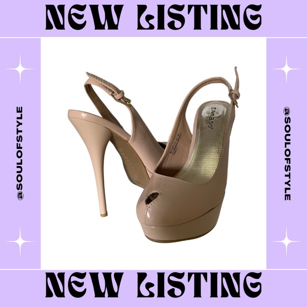Bamboo Nude Closed Toe Open Back Stilettos
